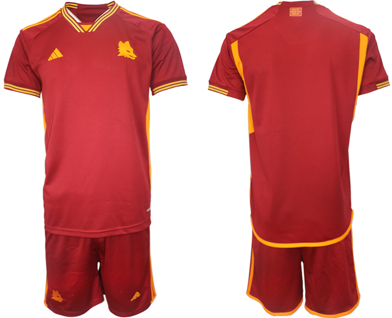 Men 2023-2024 AS Roma home soccer jersey-0